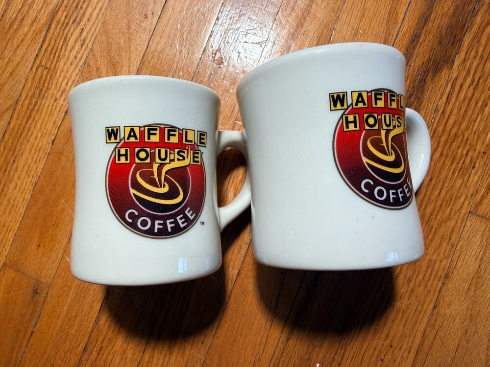 2 Waffle House Logo Heavy Ceramic Classic Diner Style Coffee Mugs Cups Tuxton
